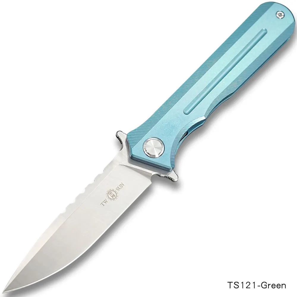 TS121-Green TWOSUN d2 лезвие складной карманный нож тактические ножи Походный нож охотничий открытый инструмент титановый шариковый подшипник быстро открытый TS121 - Цвет: TS121-Green