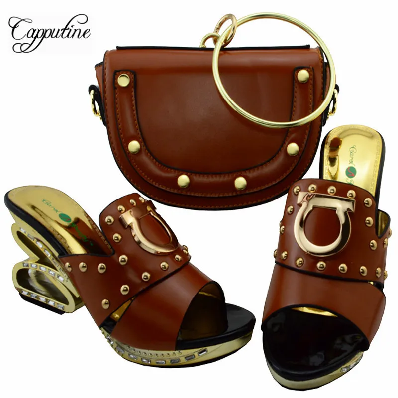 2017 Лидер продаж модная обувь на высоком каблуке и сумка в комплекте летняя