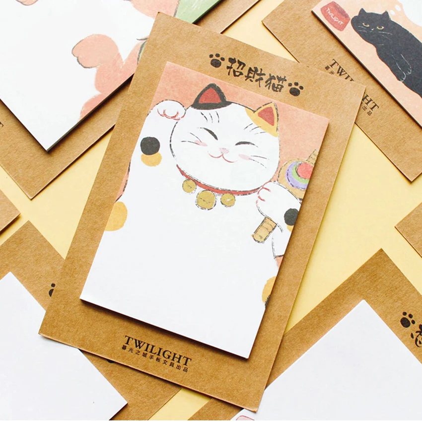 

Cute Cat Series Memo Pad 30 Sheet Cartoon Paper Sticker Bookmark Notepad Office Stationery N Times Write Message Sticky Notes