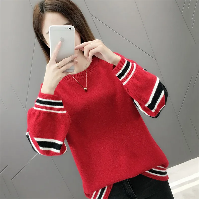 Hot Winter Knitted Sweaters Women Pullover 2018 Autumn and New Korean Tops Sweater Printing Loose Knit X701 | Женская одежда
