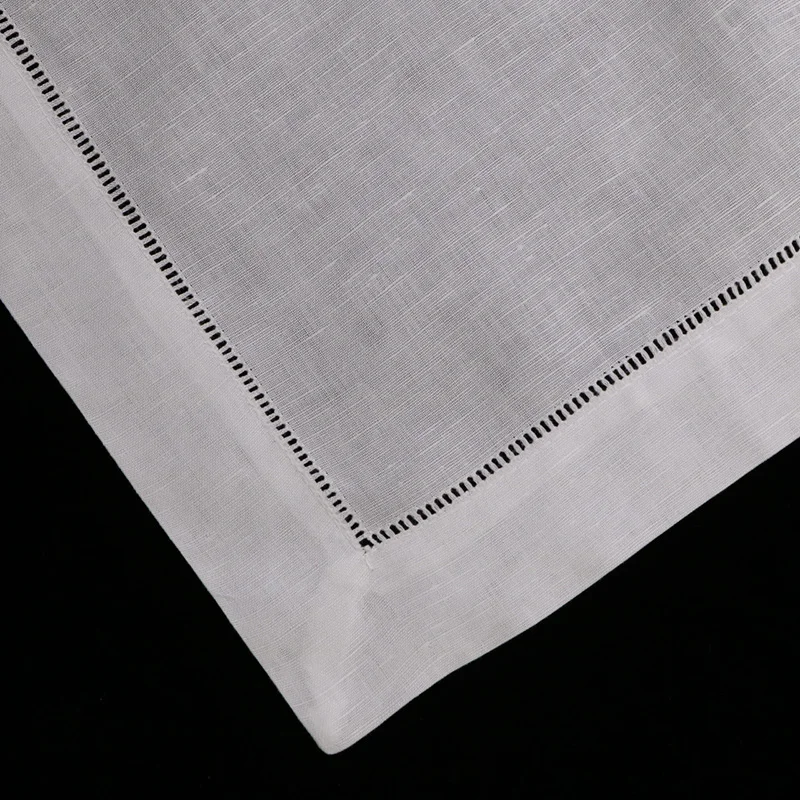 N002 21: 120 шт. белый Hemstitch столовые салфетки 55/45 Лен Хлопок смесь 21 &quotx 21&quot Лестница