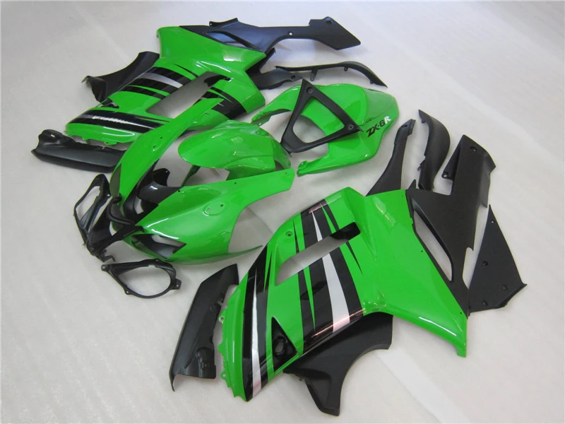 Мотоцикл Обтекатели для Kawasaki ZX6R комплекты обтекателей 2007 2008 цвета: зеленый