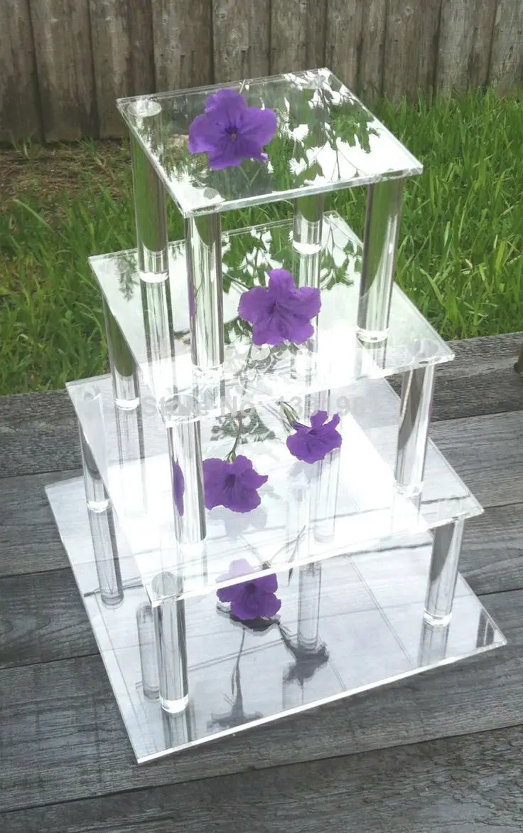 

4 Tier Square Clear Acrylic Cupcake Cake Stand decoration