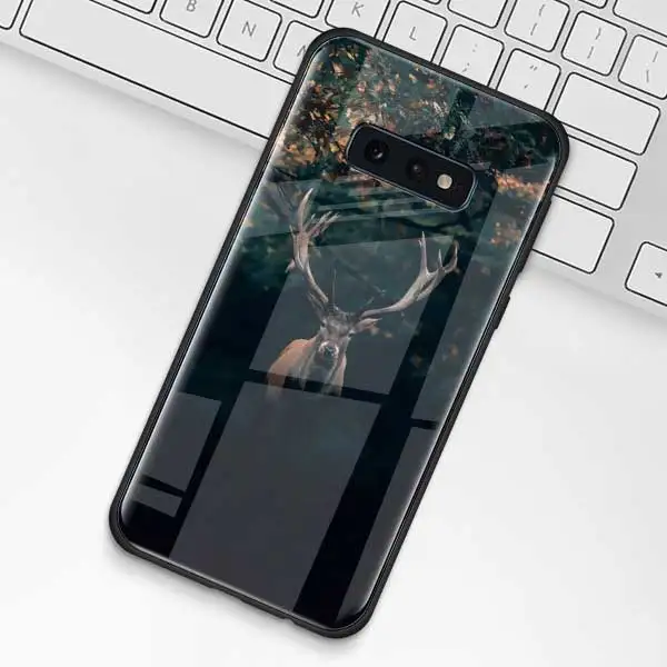 006 Чехол из закаленного стекла с изображением животных оленя льва для samsung Galaxy S10 S10e S9 S8 S10 Plus Note 9 A50 A30 - Цвет: 006