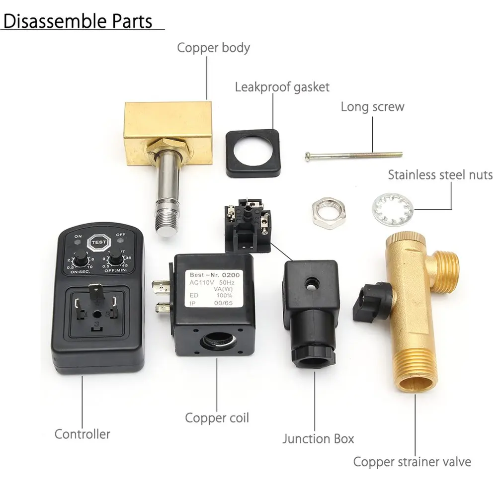 

Electronic Drain Valve Timed Gas Tank Automatic Drain Valve 1/2" Port AC 220V 2-way Brass Valve for Air Compressor