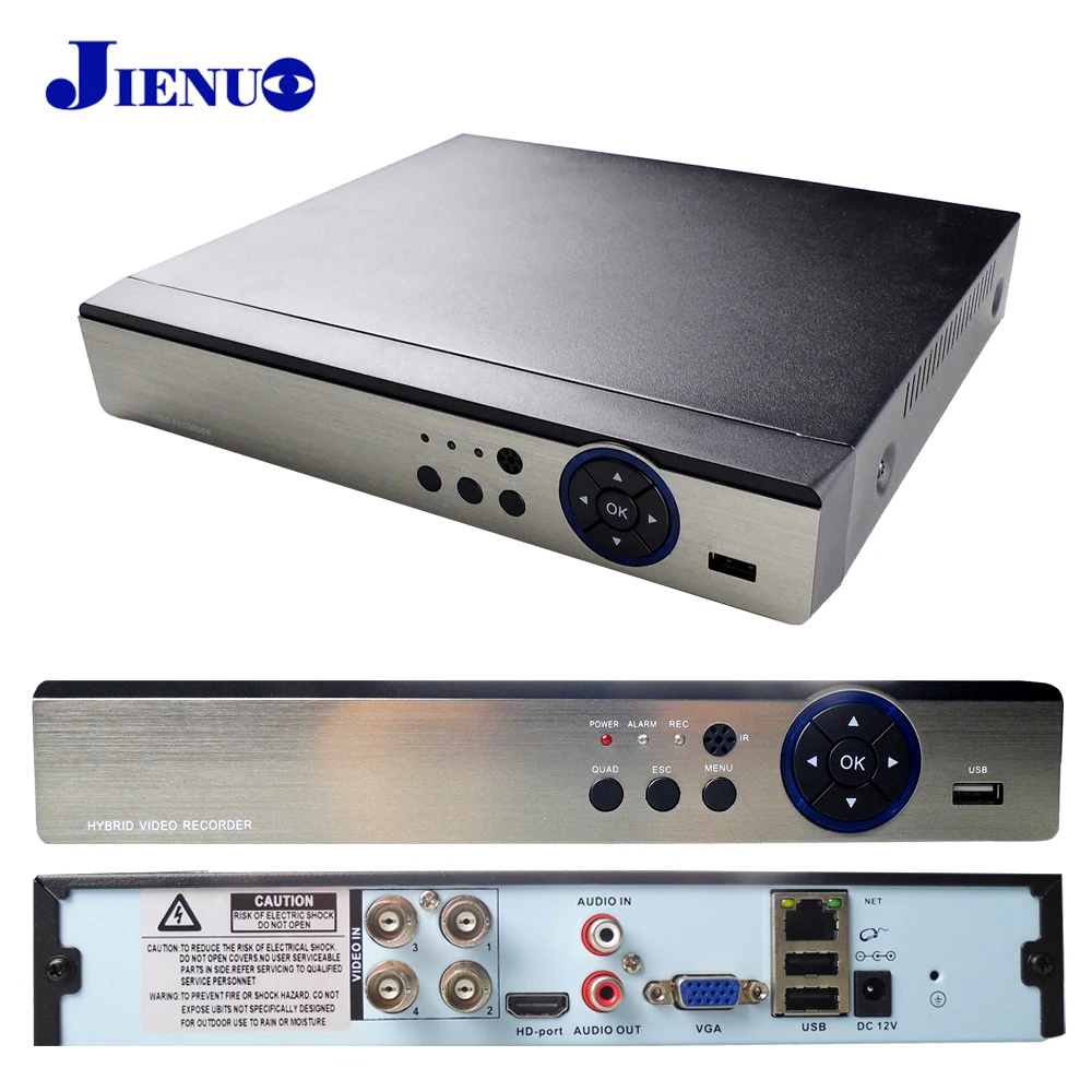 JIENUO 4CH гибрид видеомагнитофона и dvd-плеера NVR SVI TVI цифровой видеорегистратор 1920*1080 5MP HD 5в1 Поддержка CVBS AHD TVI CVI IP камера Onvif HVR