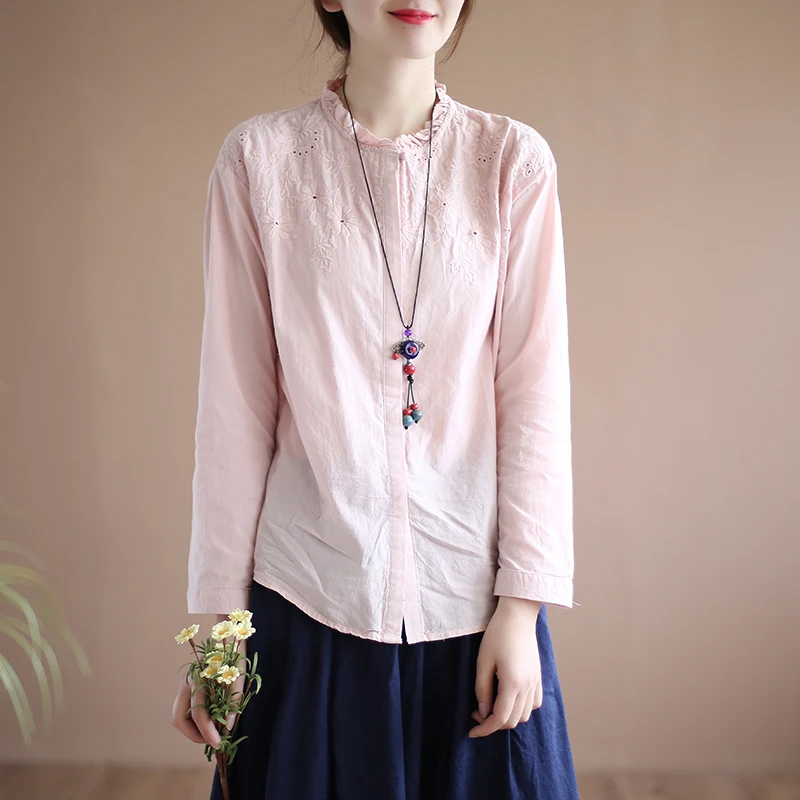 Женская винтажная рубашка из хлопка и льна традиционный китайский чай модная в