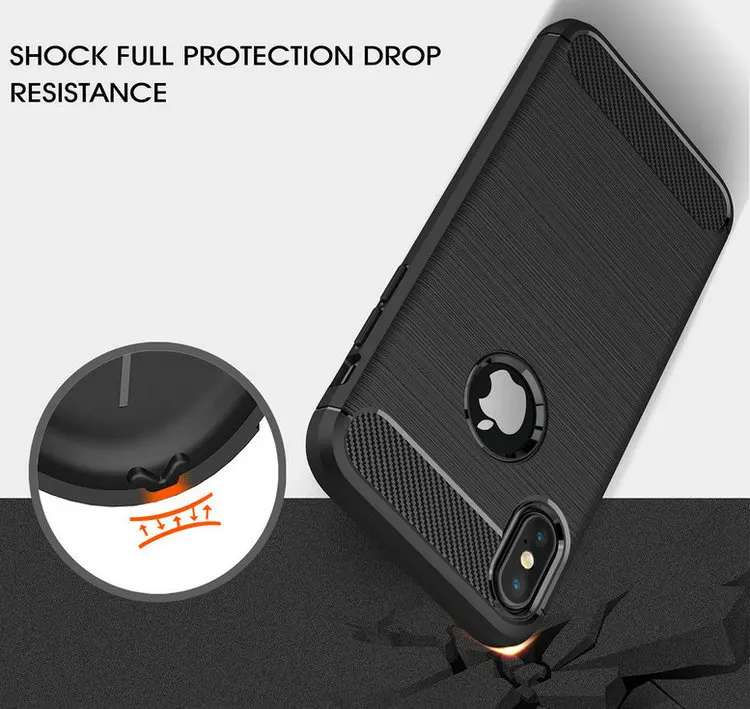 Tikigogo Case For iPhone X High Grade Carbon Fiber Brushed Soft Silicone TPU case for iphone back cover |