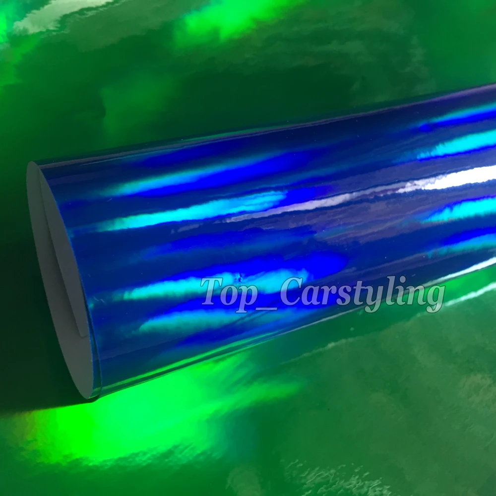 Высококачественная темно-синяя хромированная голографическая виниловая