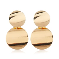 lh hot sale female simple drop earrings new classic punk double gold silver round dangle earrings for women fashion ear jewelry