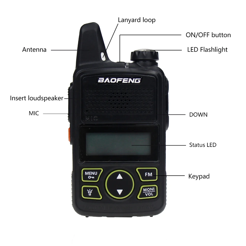 Baofeng BF-T1 Two Way Radio Mini Portable UHF 400-470MHz 20 Channels Ultra Thin Driving Hotel Civilian Walkie Talkie Ham Radio