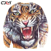 cjlm new streetwear sublimate custom long sleeve animal tiger 3d printing sweatshirt design dropshipping