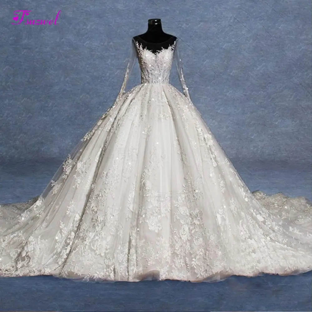 Fmogl Vestido de Noiva бальное платье с длинным рукавом и аппликацией в виде часовни