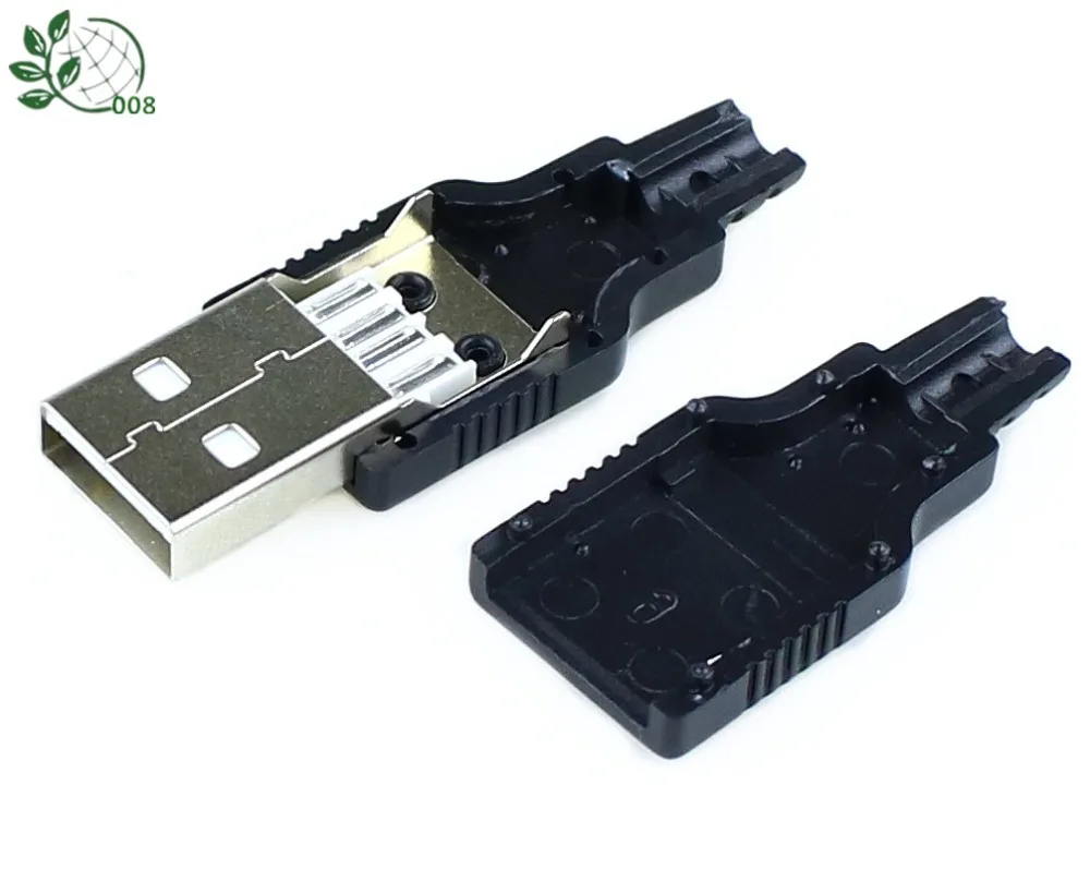 Новинка 10 шт. Тип A входящий штекер USB 4 Pin разъем с черной Пластик крышка |