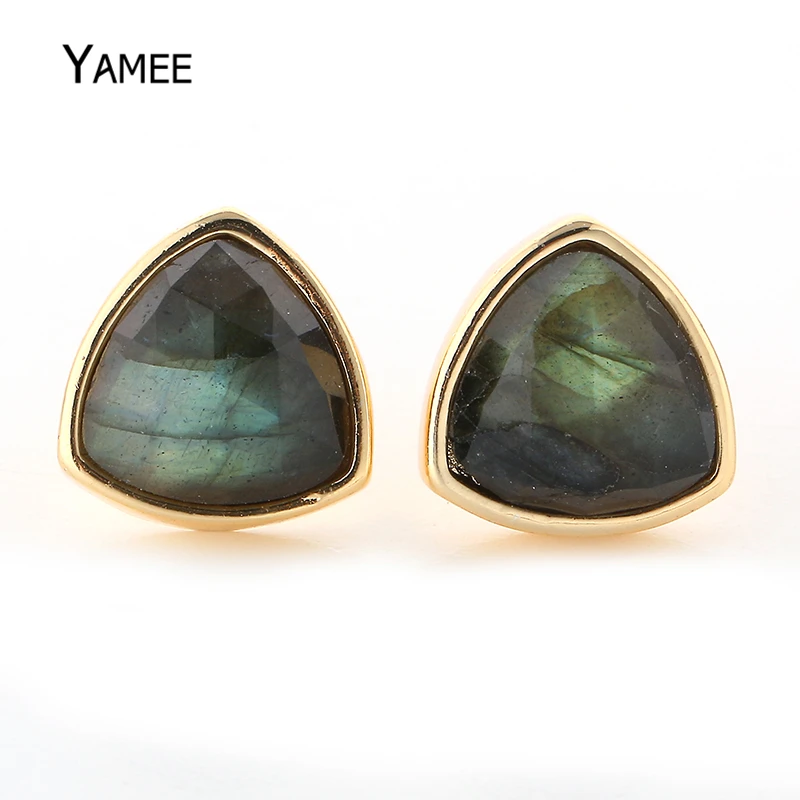 Женские Простые треугольные серьги гвоздики золотого цвета элегантные женские с