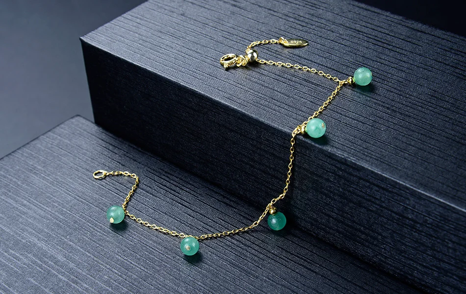 ORSA JEWELS Стерлинговое серебро женские браслеты Красный Зеленый Натуральный камень Бусины регулируемый браслет 18 к позолоченные ювелирные изделия подарок OSB45