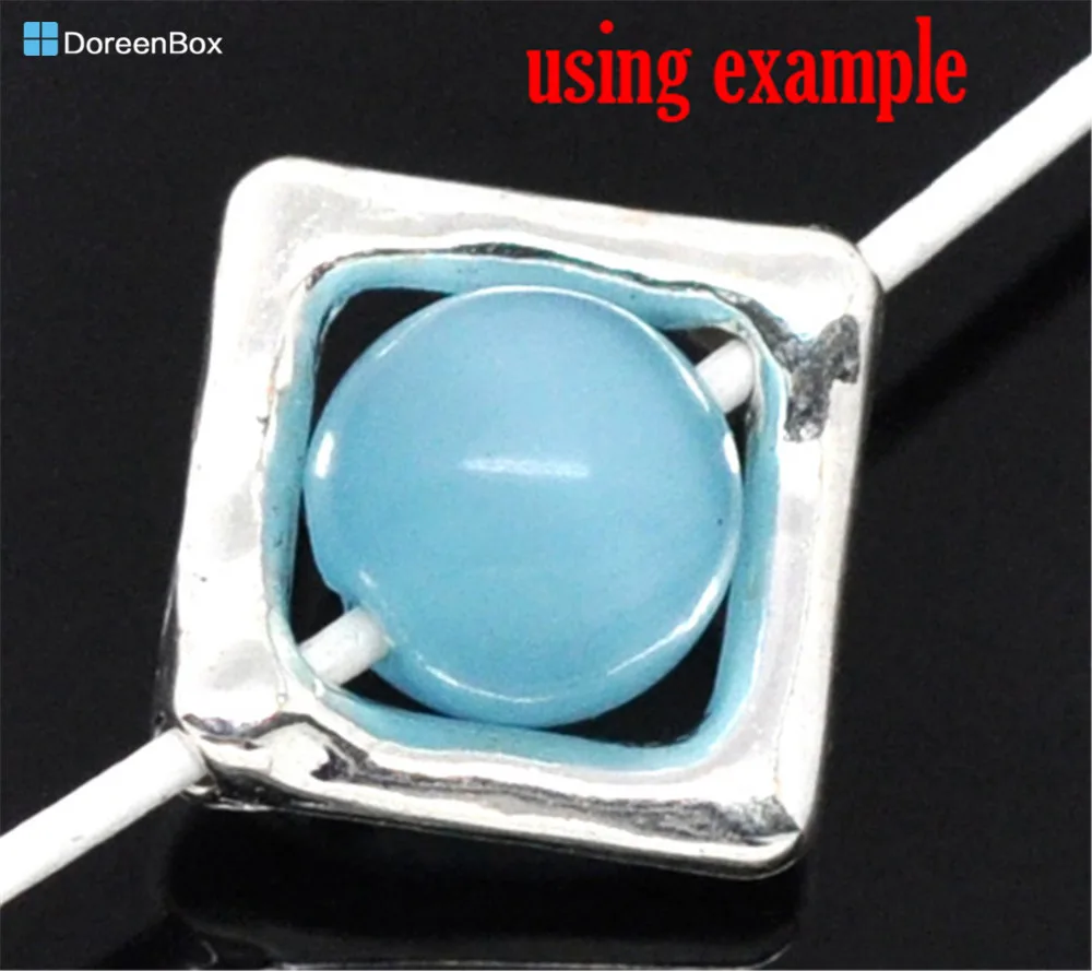 Doreen Box прекрасная 50 серебряная оправа квадратных бусин 12x12 мм (B07789)|bead frames|square bead