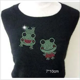 Стразы горячей фиксации 8 шт./лот пары лягушка термотрансферный дизайн