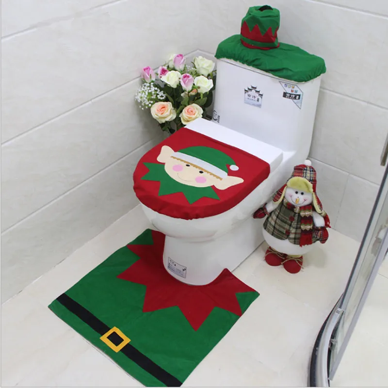 Santa Claus Rug Toilet Seat Cover Bathroom Set Snowman Merry Christmas Decoration Fancy Navidad Xmax Supplies | Дом и сад