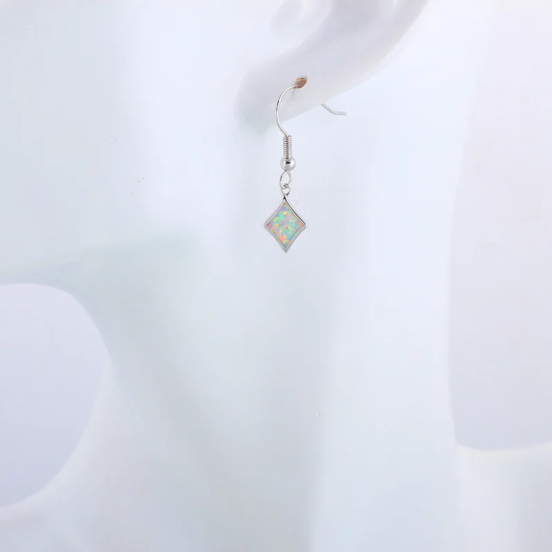 

Ayowei 2017 New Arrival Romantic White Fire Opal Silver Stamped Fashion Jewelry Drop Earrings OES644A for Lover Gift