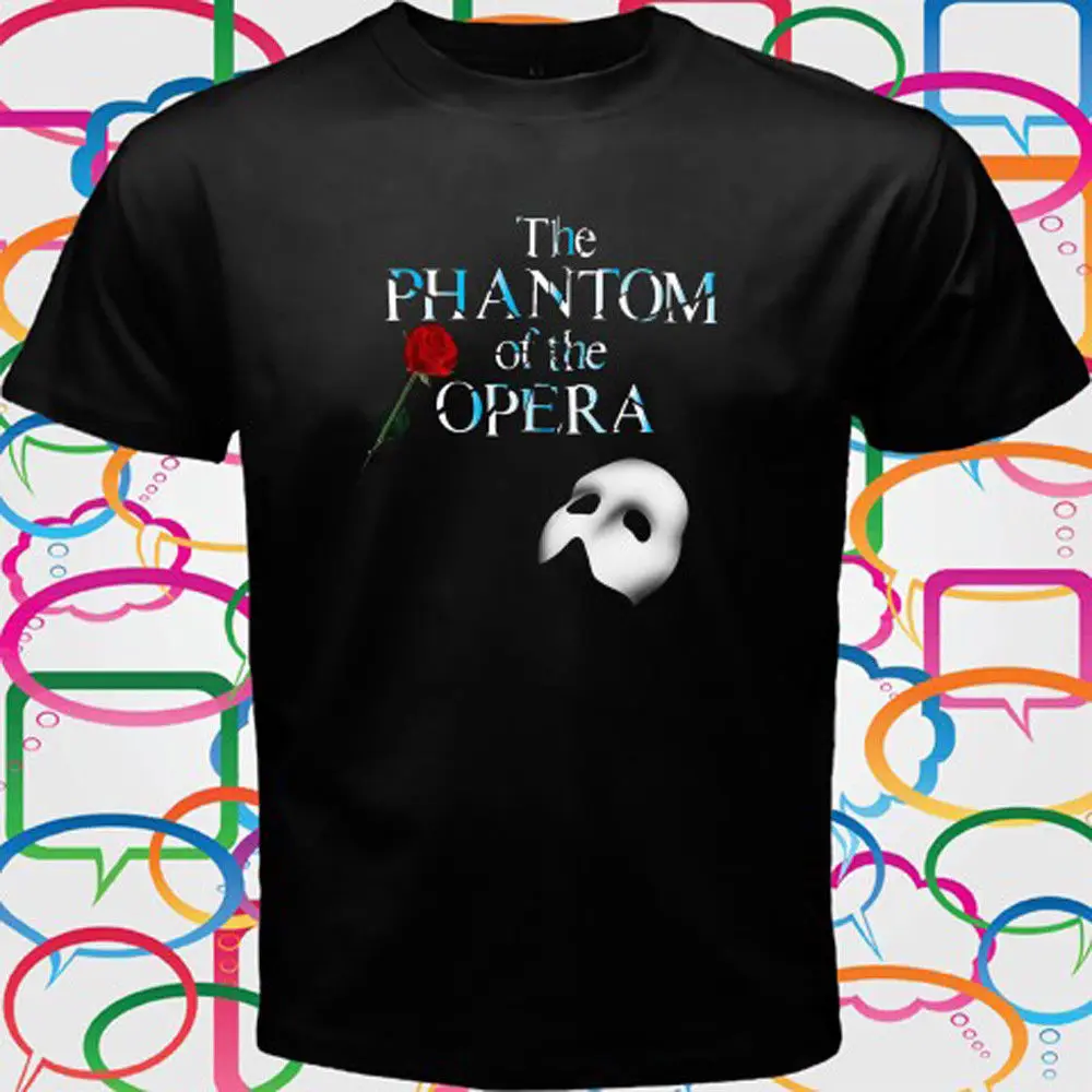 THE PHANTOM OF OPERA MASK Мужская черная футболка Размер S до 3XL Повседневная принтованная