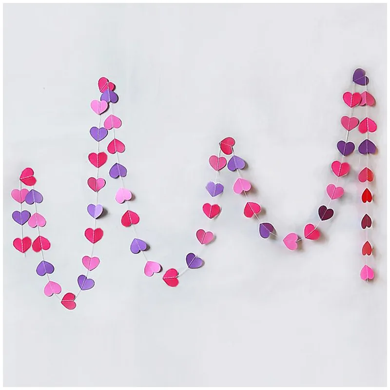Fuchsia Pink Heart 4 м круглая звезда сердце бумага звезда гирлянда струны баннеры для свадебной вечеринки день Святого Валентина дома висящие шары гирлянда украшения - Цвет: Fuchsia Pink Heart