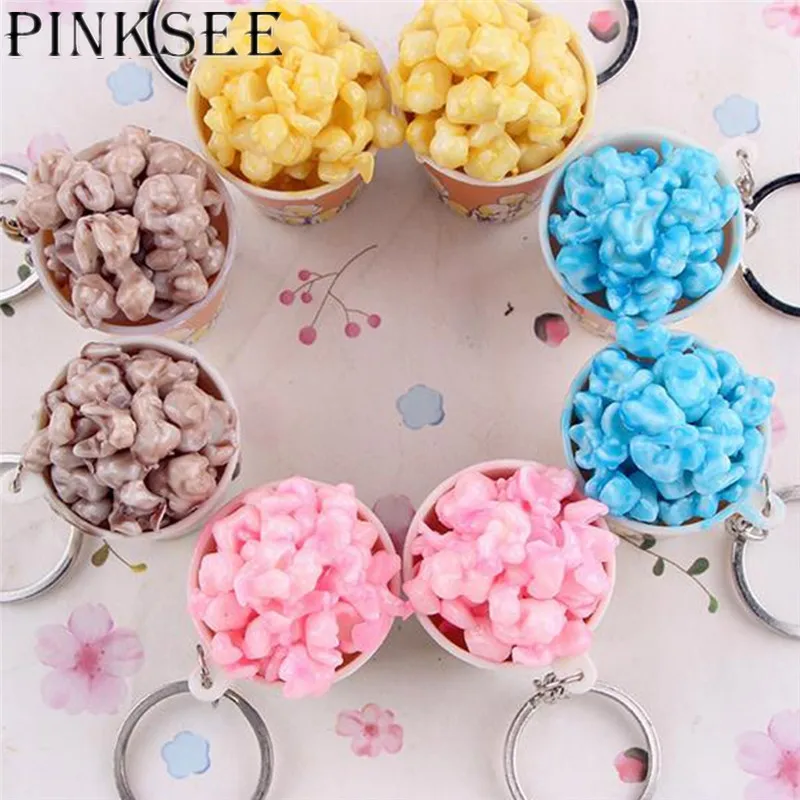 PINKSEE 1 шт. ПВХ попкорн в форме брелока кольца держатель Модная красочная сумка