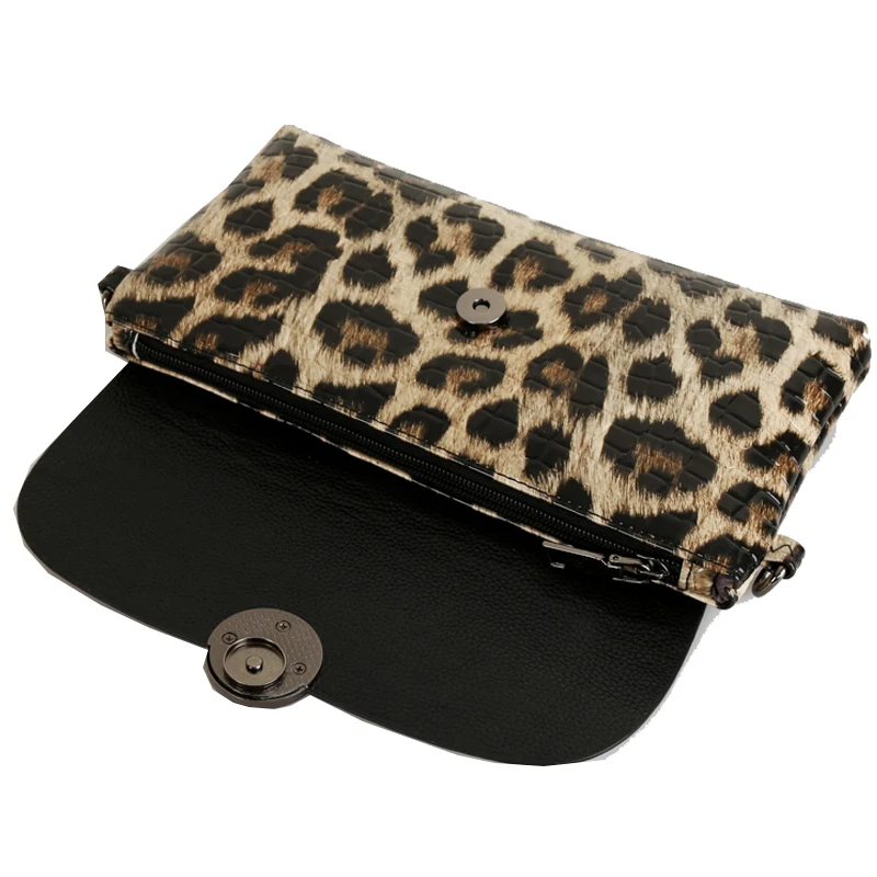 Сумка кошелек из спилка и кожи с леопардовым принтом|evening clutch bags|bag ladiesladies shoulder bag |