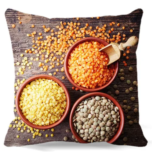 Желтый оранжевый серый еда Мягкий Квадратный хлопок полиэстер чехлы на подушки