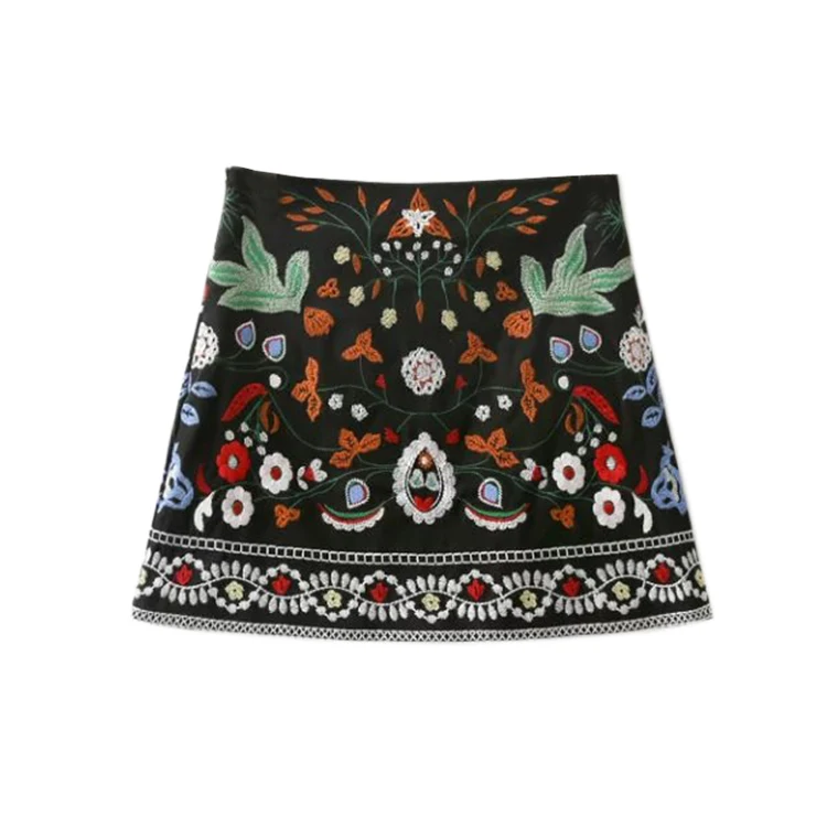 Женские цветы vintage национальная тенденция вышивка цветок бюст юбка короткая