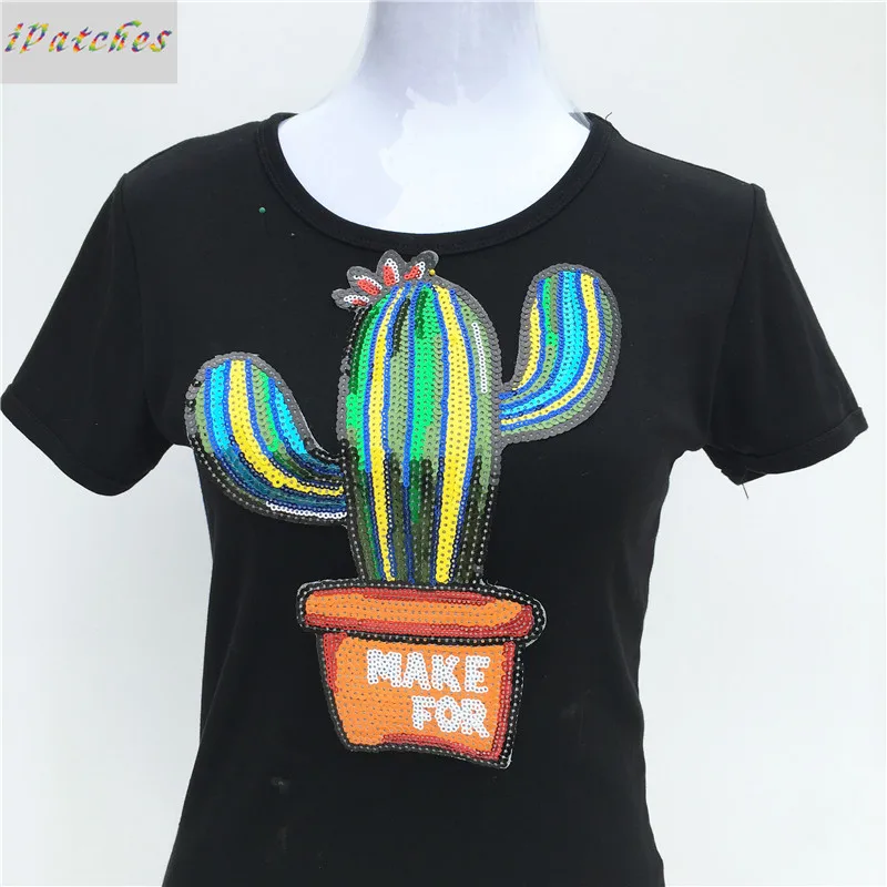 1 шт. патчи для одежды с рисунком кота кактуса ананаса и блестками|sequin patches|patches for