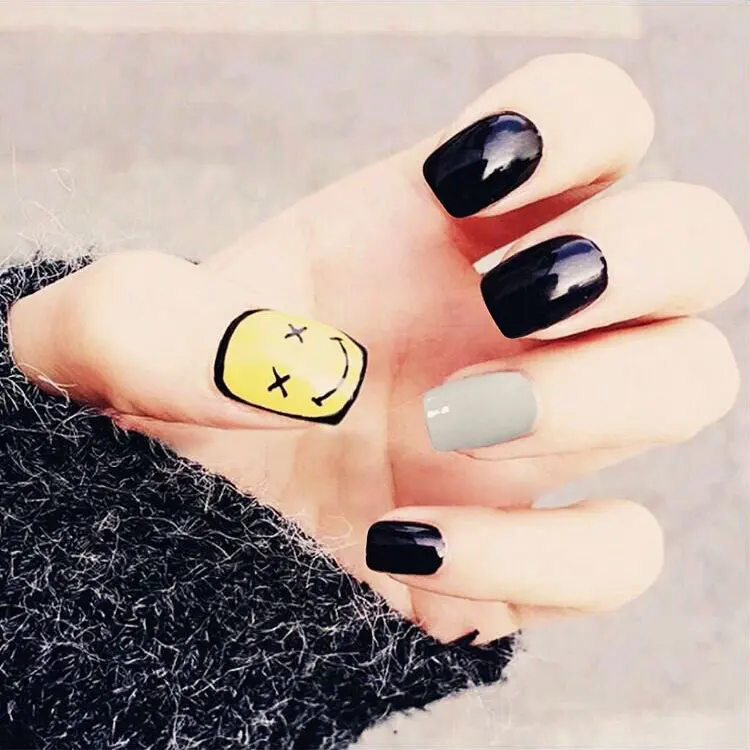 24 шт. накладные ногти с улыбающимся лицом|nails short|false nailsfalse nails short |