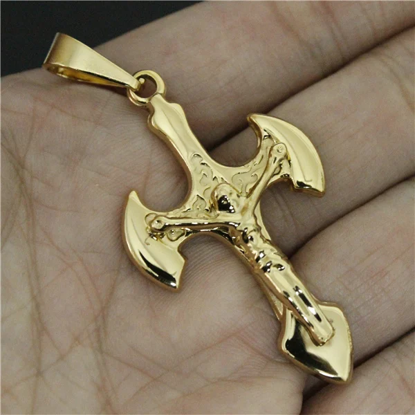 11 г Мини Золотой 2-слойный женский топор мужской кулон с Иисусом крутой Иисус Бог