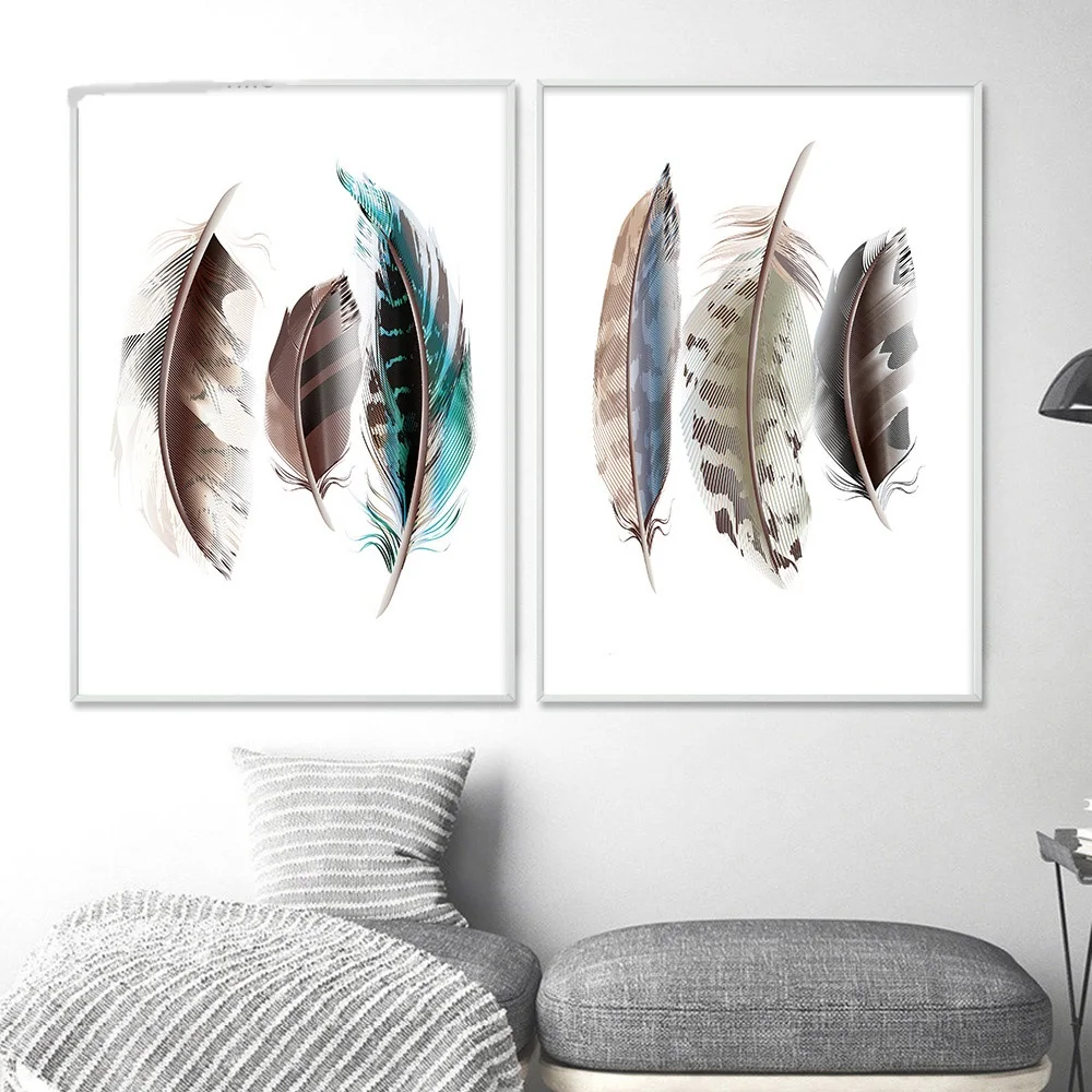 

Watercolor Feathers Abstract Poster And Prints Minimalist Wall Art Painting Decorative Picture for Living Room Unframed Art