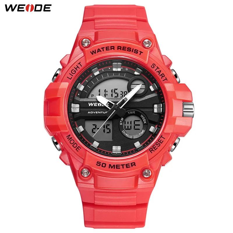 WEIDE спортивные военные роскошные часы цифровой продукт 50 метров водонепроницаемые кварцевые аналоговые Мужские наручные часы - Цвет: WA3J8010-7C