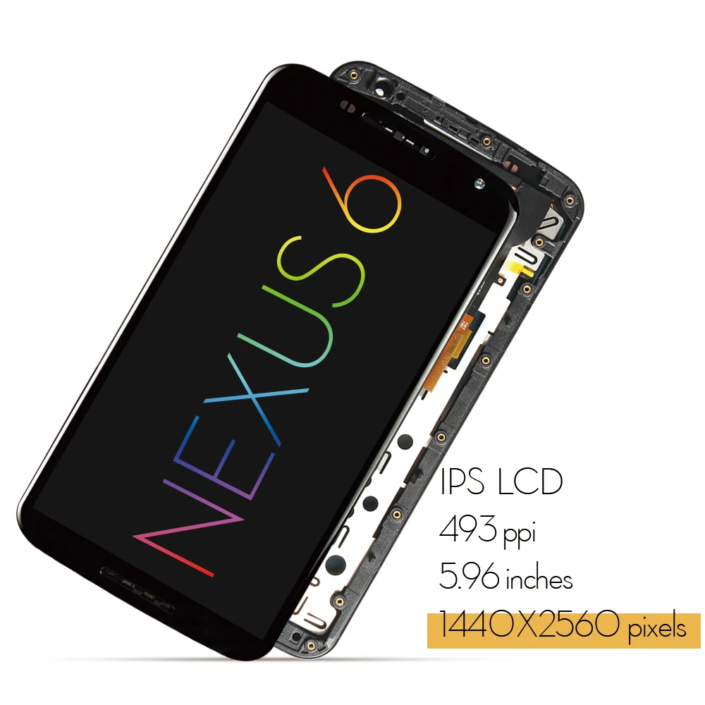 Протестированный 5 96 дюймов 2560x1440 дисплей для Google Motorola Moto Nexus 6 XT1100 ЖК кодирующий