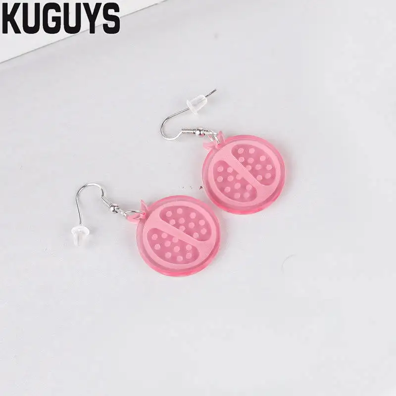 KUGUYS Trendy Jewelry Cute Lemon Earrings for Womens Pendientes Clear Acrylic Round Drop Oorbellen Brincos Accessories | Украшения и