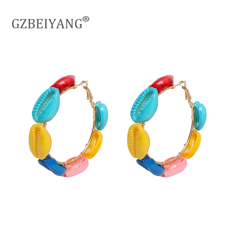 GZBEIYANG 2019 богемные модные красочные морские серий серьги капли из ракушки для