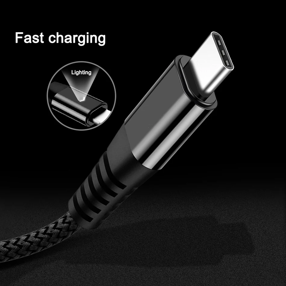 Светодиодный светильник usb type-C кабель для One Plus 6 5t USB C кабель для быстрой зарядки для samsung Galaxy S9 S8 Plus Xiaomi huawei