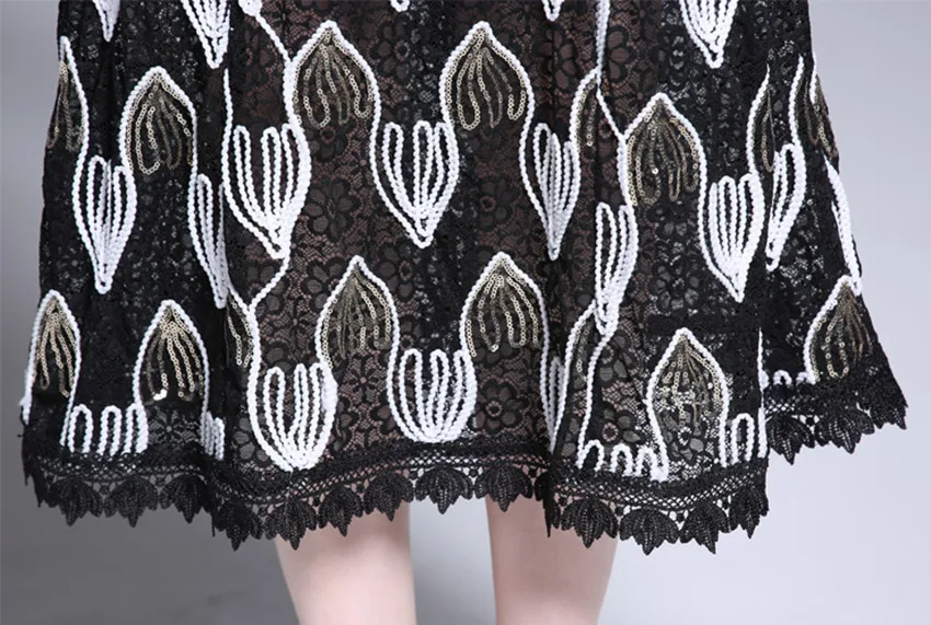 Женское кружевное платье миди HAMALIEL винтажное длинное в стиле пэчворк с коротким