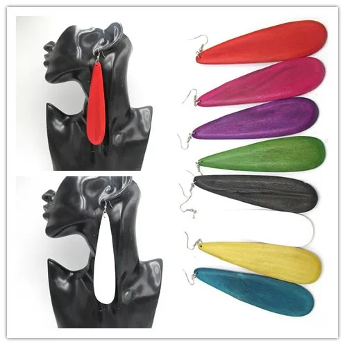 Большие 5 дюймовые деревянные серьги подвески разных цветов|drop earrings|earrings dropswooden