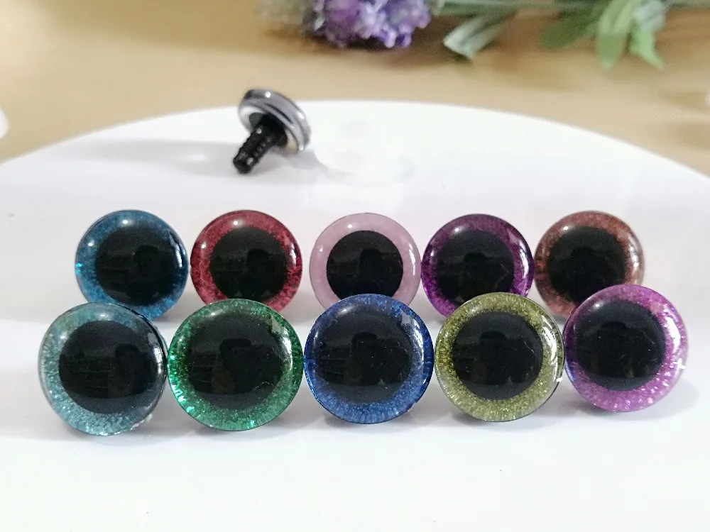 200pcs/lot---16mm &amp 20mm 24mm clear trapezoid plastic safety toy eyes + glitter fabric white washer--size color option | Игрушки и