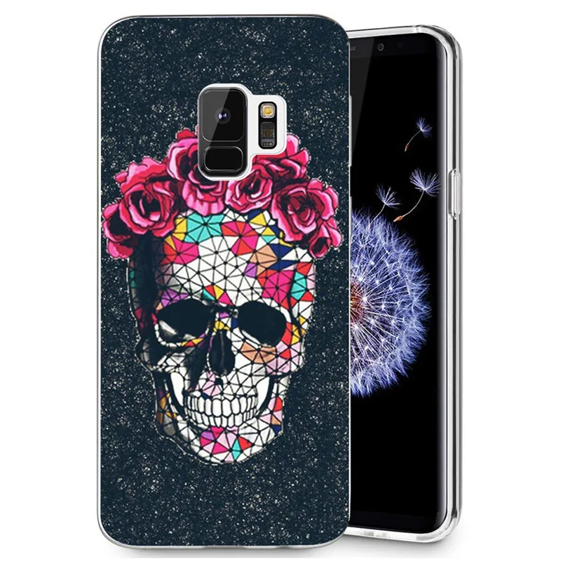 Модный Ретро стиль цветок Череп чехол для телефона Samsung Galaxy S9 S9Plus S8 Plus S7 edge Note 8