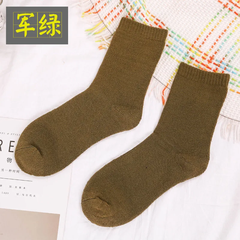 5pairs army green 5 пара/лот, мужские хлопковые и шерстяные плотные теплые носки, Компрессионные носки, Off White, одноцветные, 10 цветов, мужские носки, calcetines hombre - Цвет: 5pairs army green