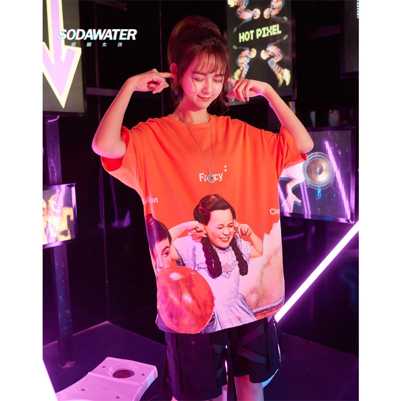 SODAWATER Harajuku футболка женская с воздушным шаром и забавным принтом Футболка