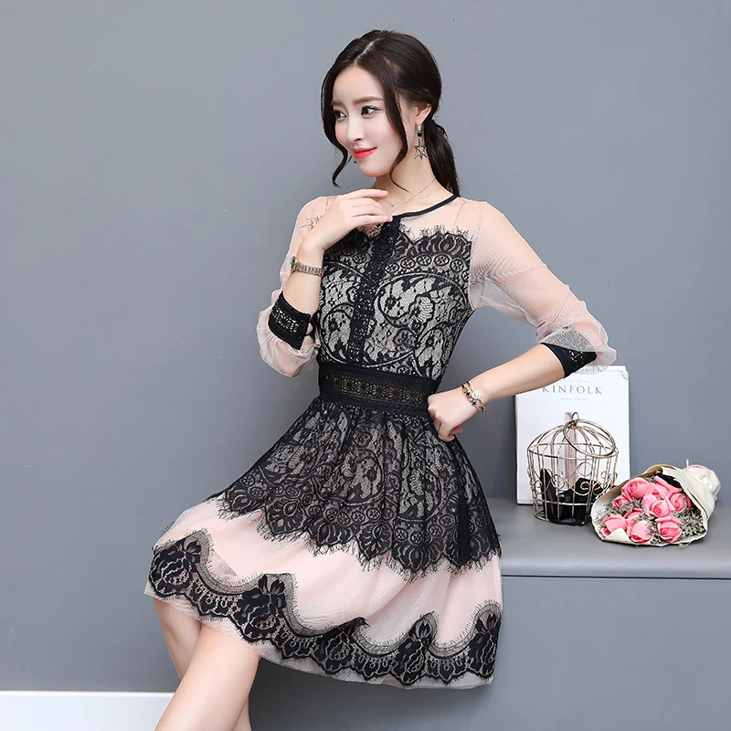 1688 #2017 Осень Новый корейский стиль Женская мода с длинным рукавом O образным