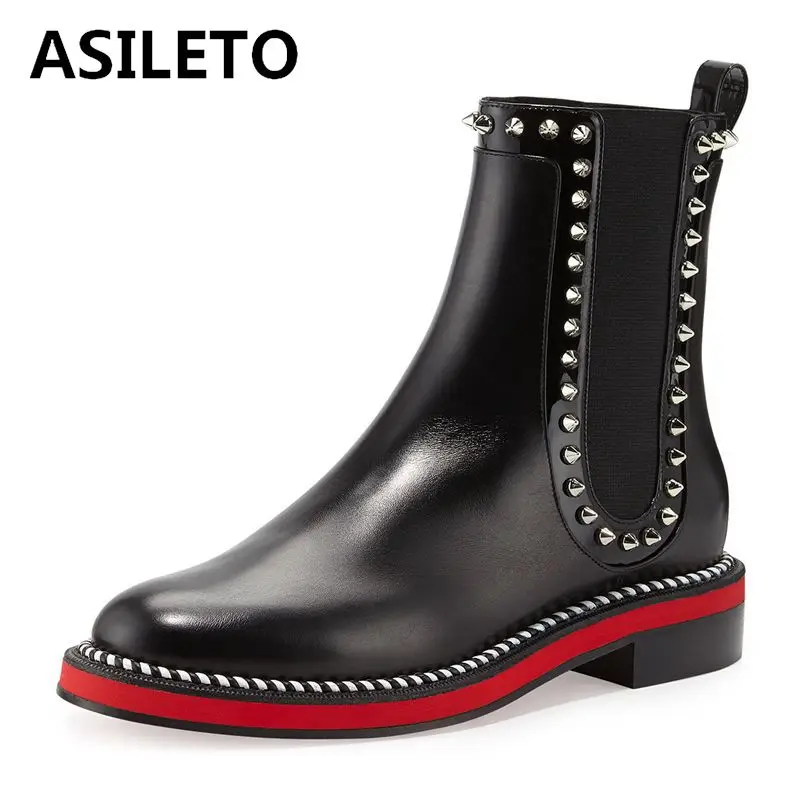 Женские ботильоны из натуральной кожи ASILETO ботинки на плоской подошве женские