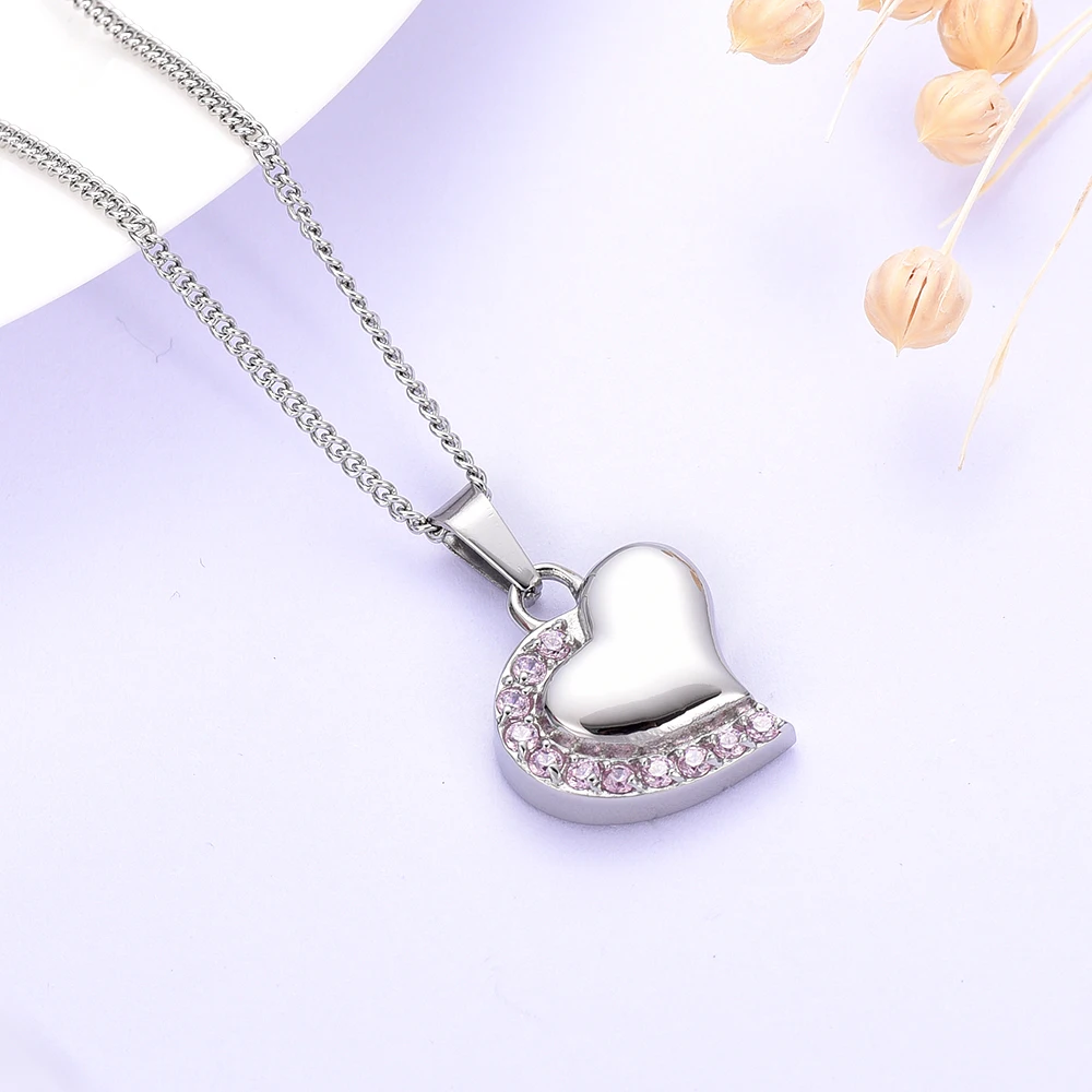 Jewelry For Ashes Crystal Heart Cremation Urn Pendant Stainless Steel Keepsake Urns Necklace Pet Dog Memorials Gift for Women | Украшения и