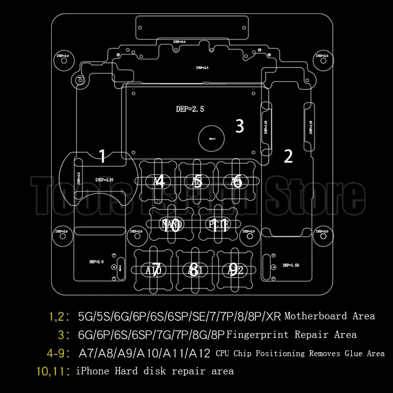 Механик двухслойный приспособление для iPhone 5G 5S 6G 6S 6SP SE 7 7P 8 8P XR материнская плата