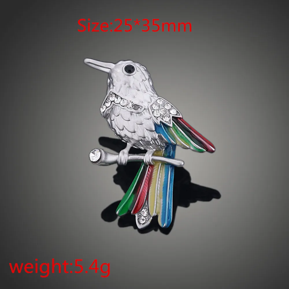 new year gift Enamel Bird Collar Pin silver color Rhinestone Animal Mini Brooch for women&ampmen Garment Suit Accessories | Украшения и